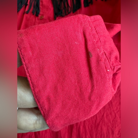 Vintage 90s gordon and james red tassel fringe Western Cowboy Embroidered Shirt - Picture 5 of 12